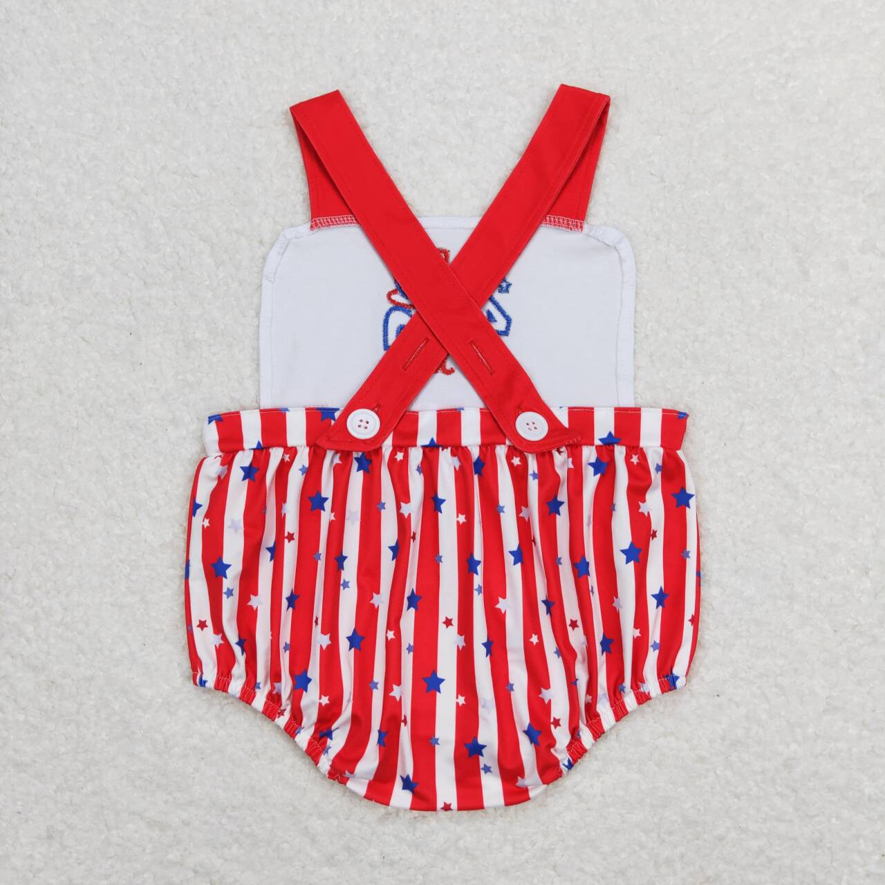 july of 4th red stripe embroidery Baby Romper