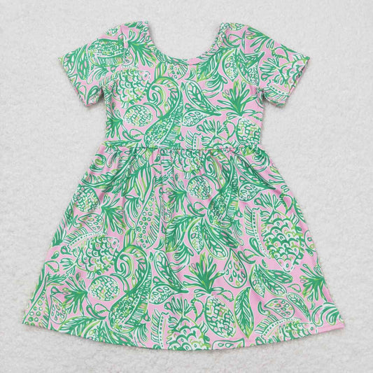Green flower Short Sleeve Skirt