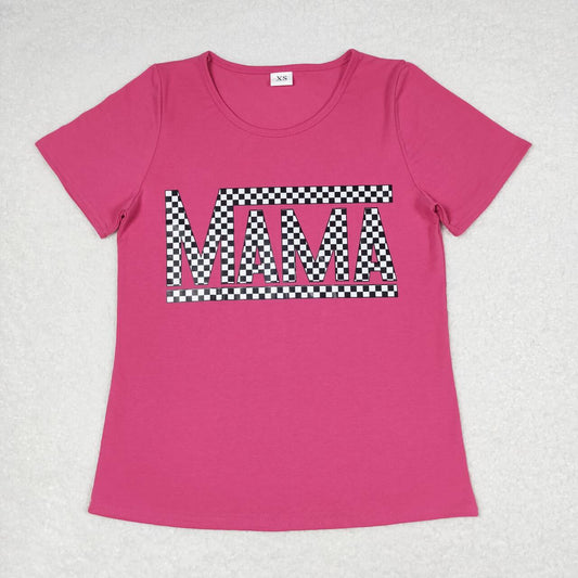 Adult Hot pink MAMA Print Short Shirt