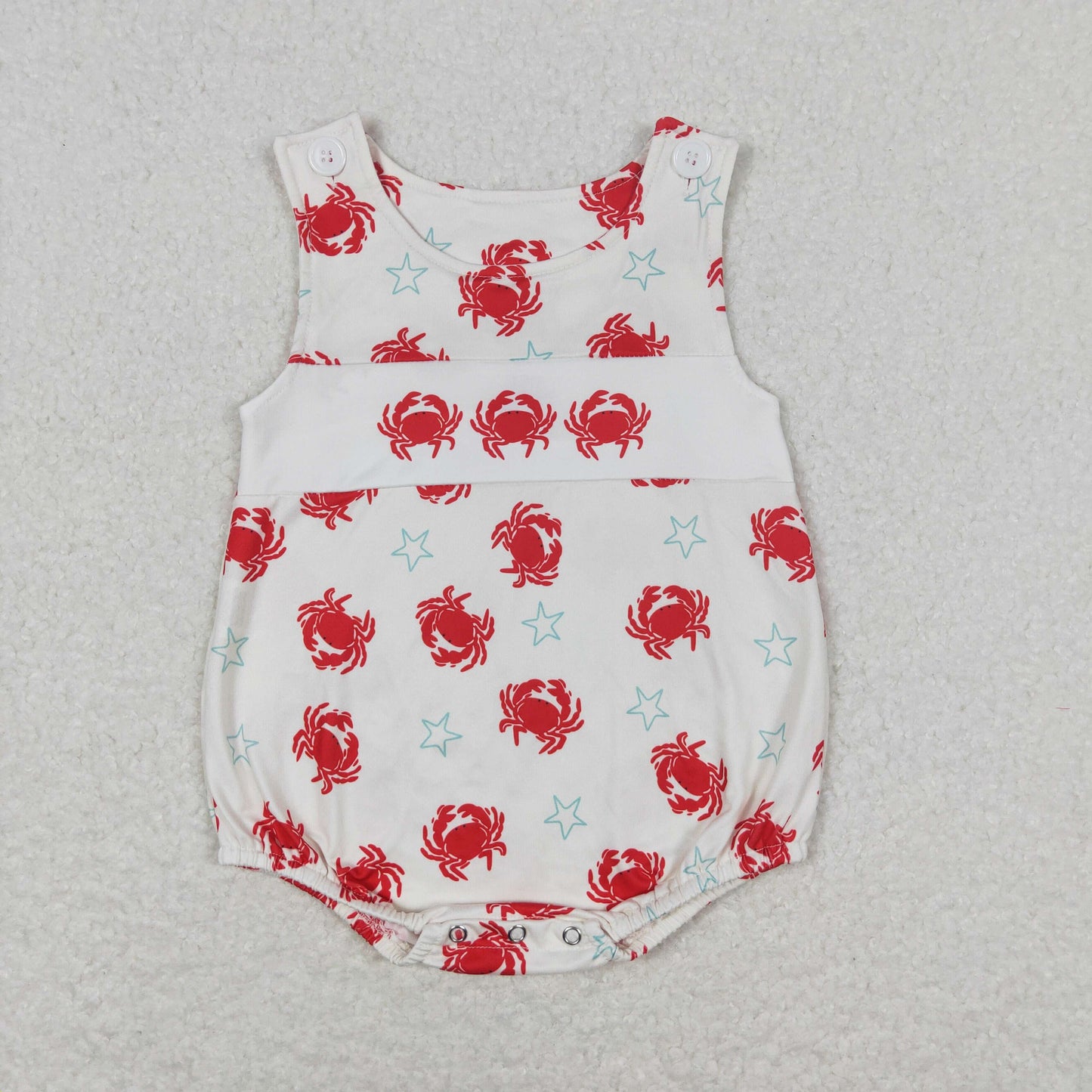 Red Crab print sleeveless Baby Romper