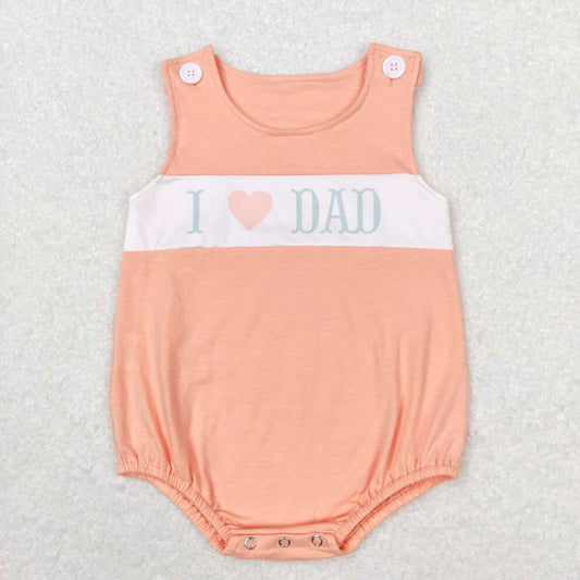 embroidery i love DAD print sleeveless Baby Romper