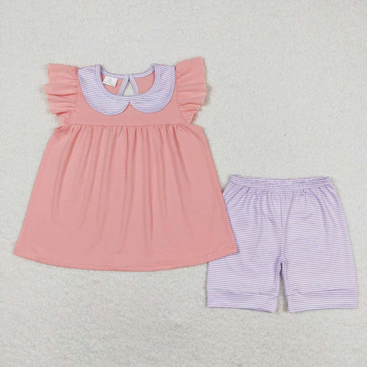 coral shorts print Girls Suit