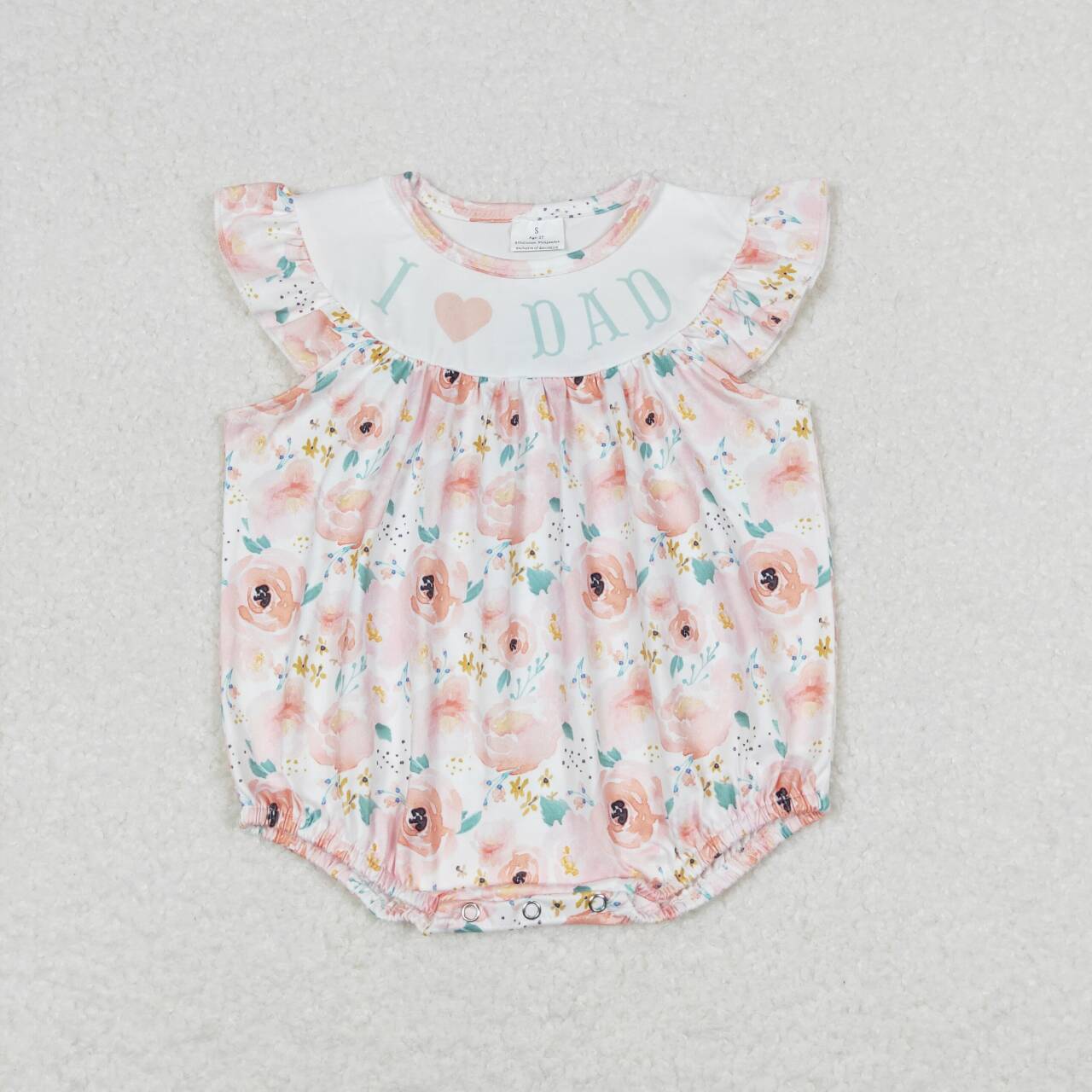 flower embroidery i love DAD print sleeveless Baby Romper