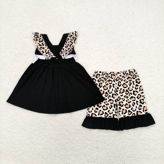 Embroidered I LOVE DAD leopard Girls Summer Set