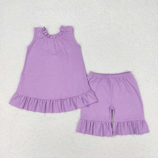 purple sleeveless Girls Suit