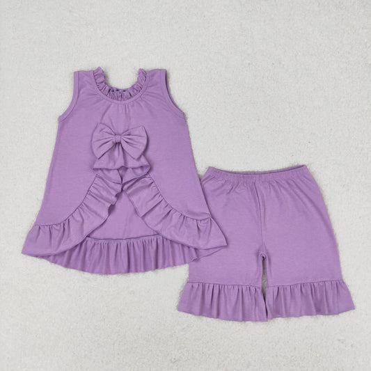 purple sleeveless Girls Suit