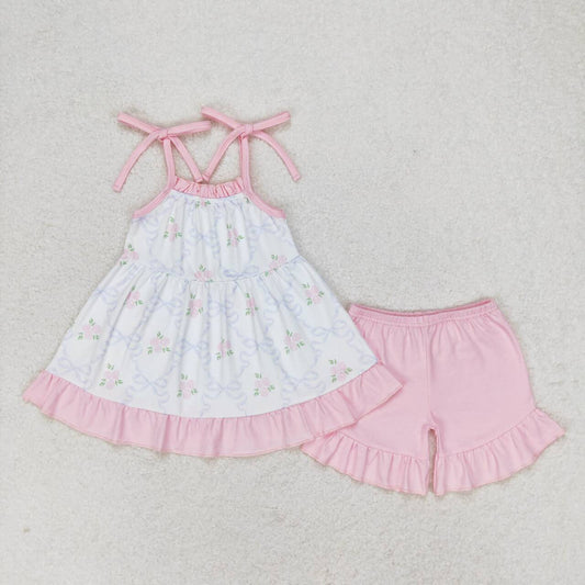 pink shorts print Girls Suit