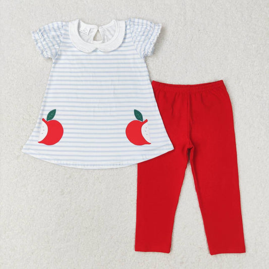 stripe apple print leggings Girls Suit