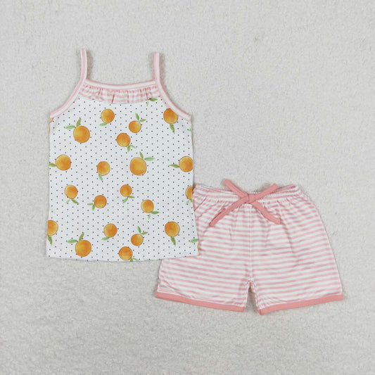 peach dots print shorts Girls Suit