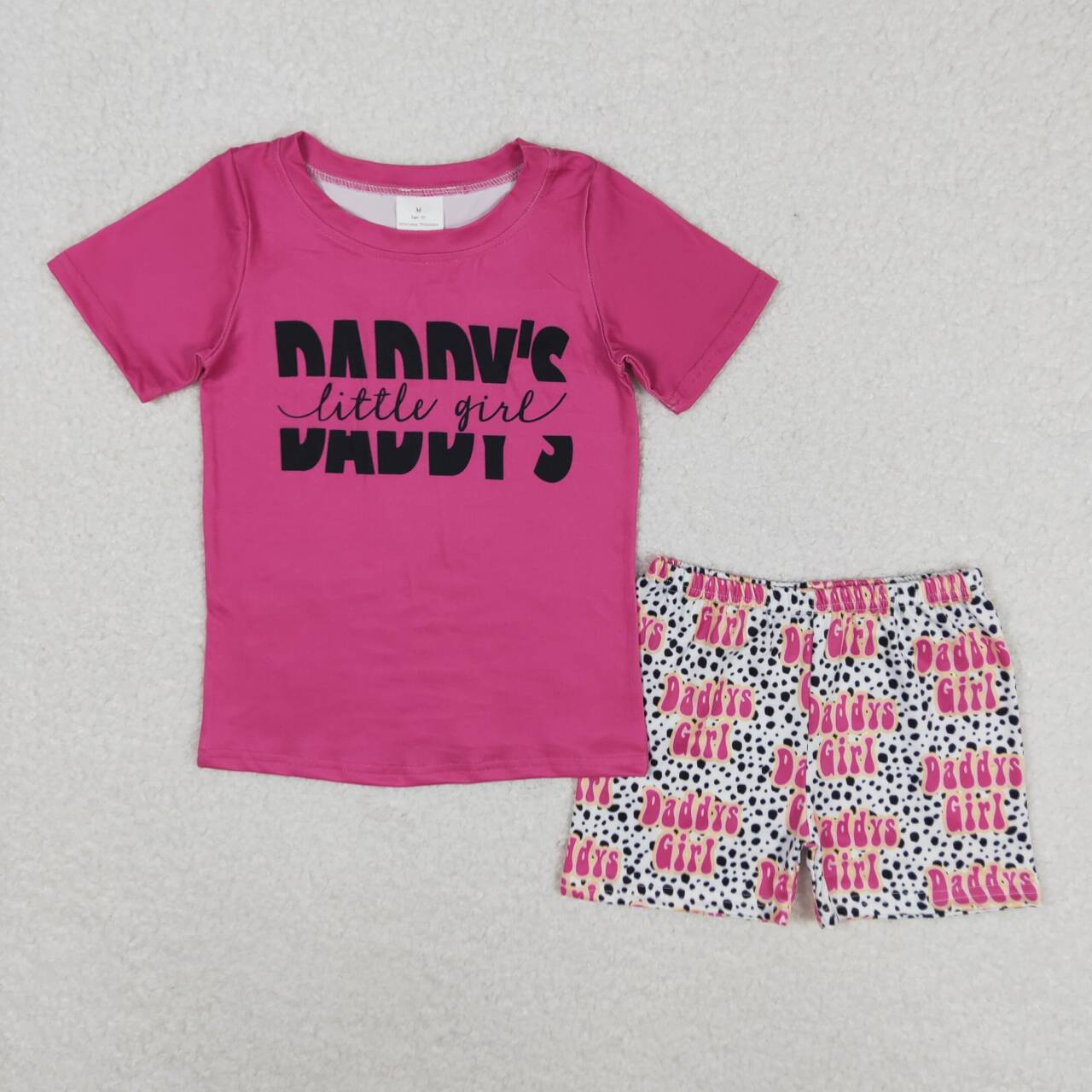 Pink daddy's Girls print shorts Girls Suit