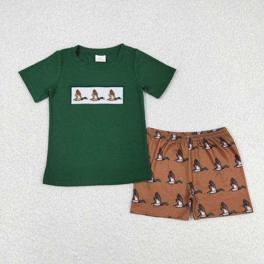 Green Embroidered brown duck Boy Set