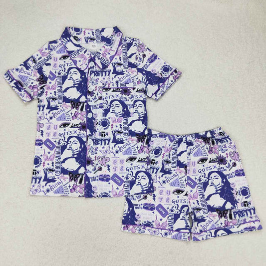 Adult purple cartoon short pajamas