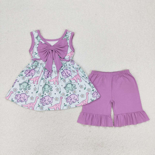 Dinosaur Sleeveless Purple Girls Set