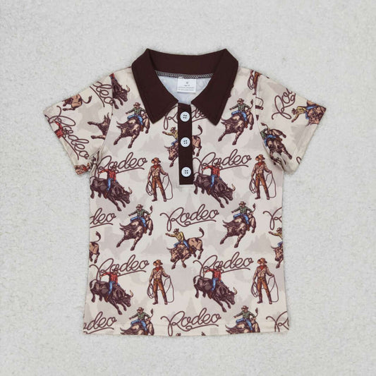 western cowboy horse print With Button Boy Shirt