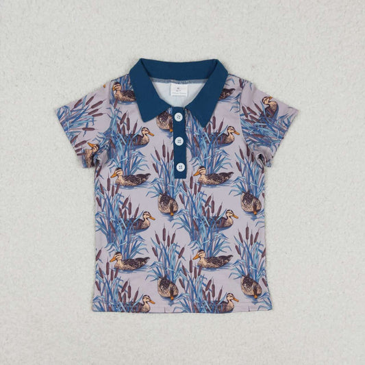 Blue duck print With Button Boy Shirt