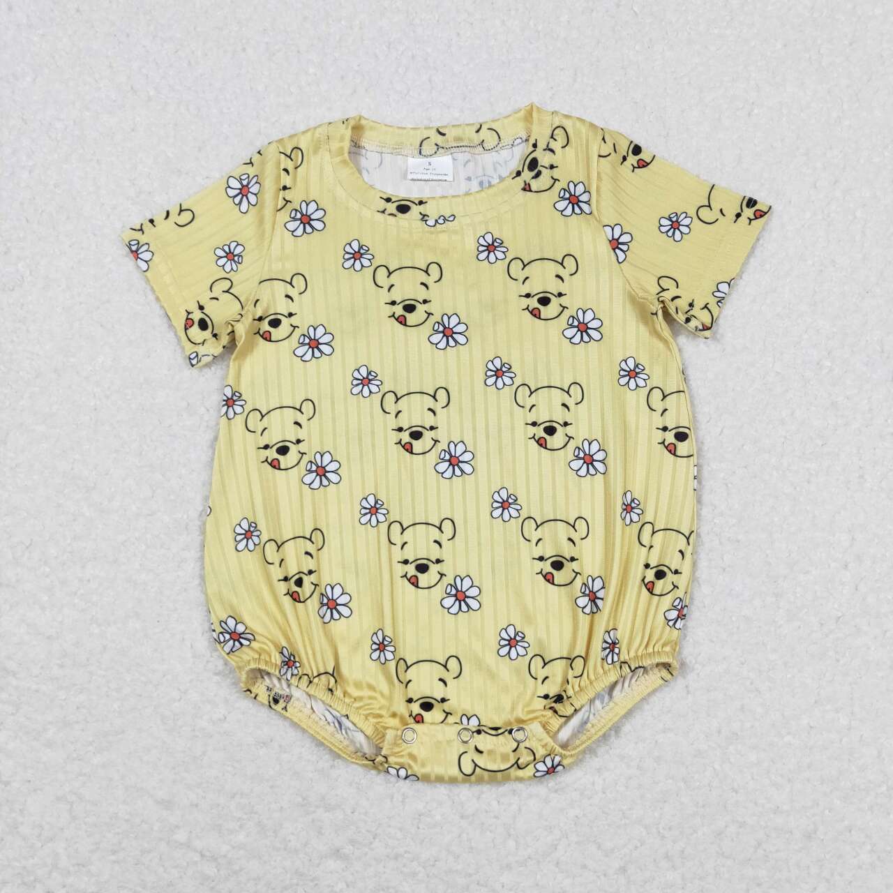 Yellow Cartoon flower print Baby Romper