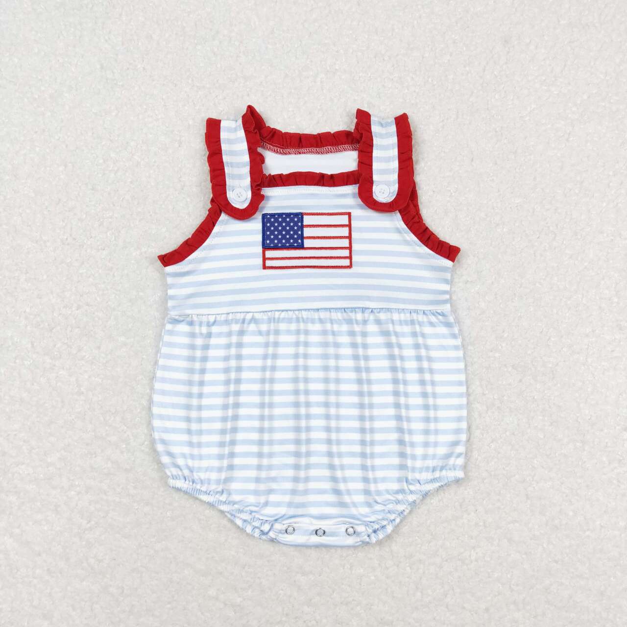 Baby July of 4th Embroidery flag Romper