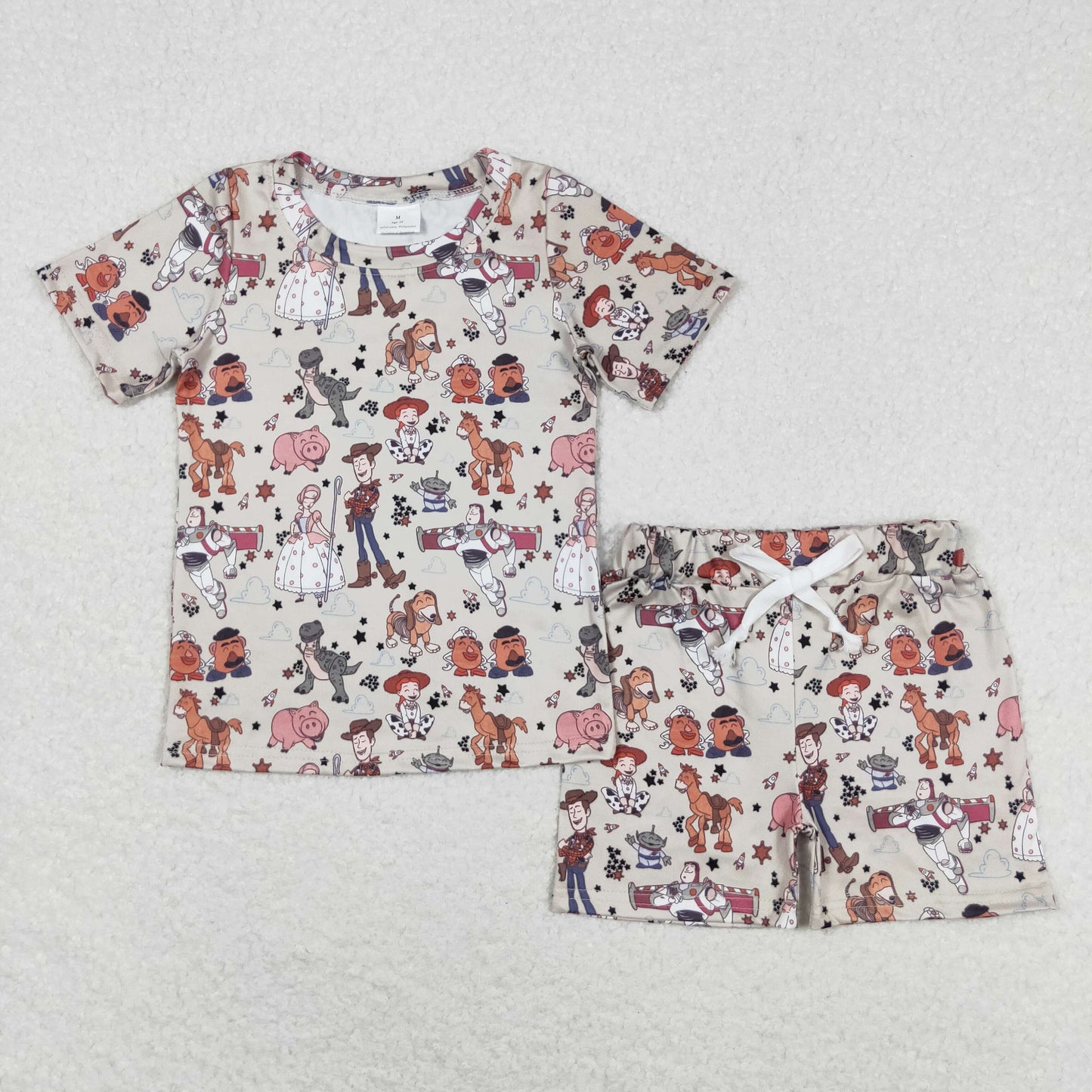 Cartoon print short sleeve boy set