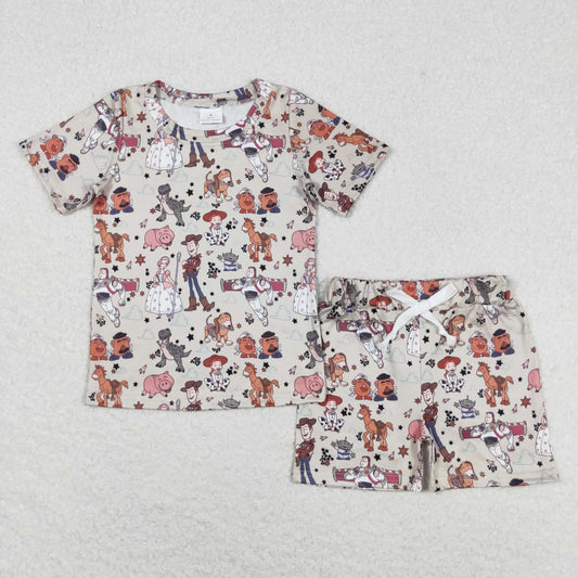 Cartoon print short sleeve boy set