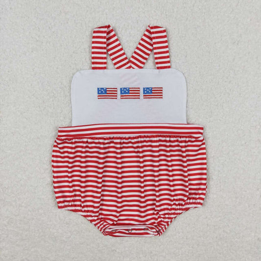 July of 4th Embroidered Red flag Baby Romper