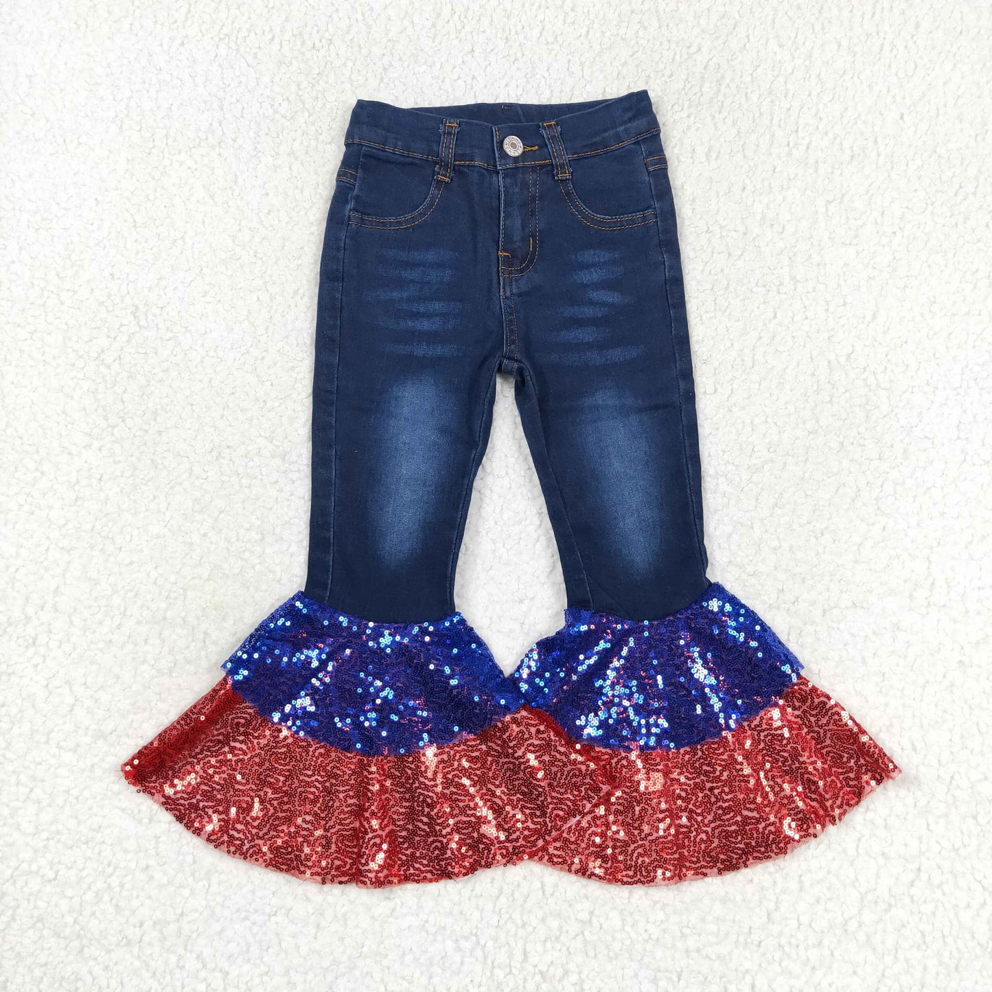 Blue sequin bottom jeans