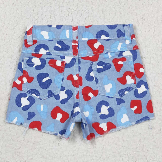 July Of 4th blue Leopard short jeans