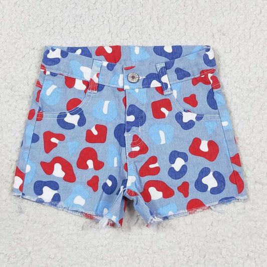 July Of 4th blue Leopard short jeans