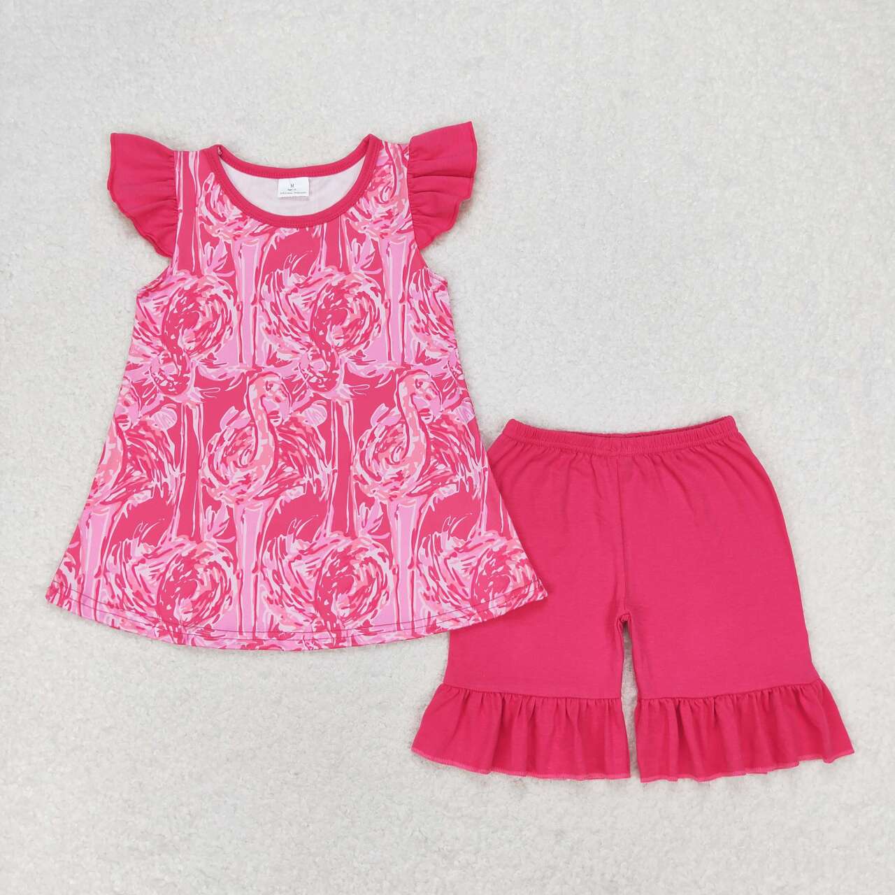 Pink flower shorts Girls Set