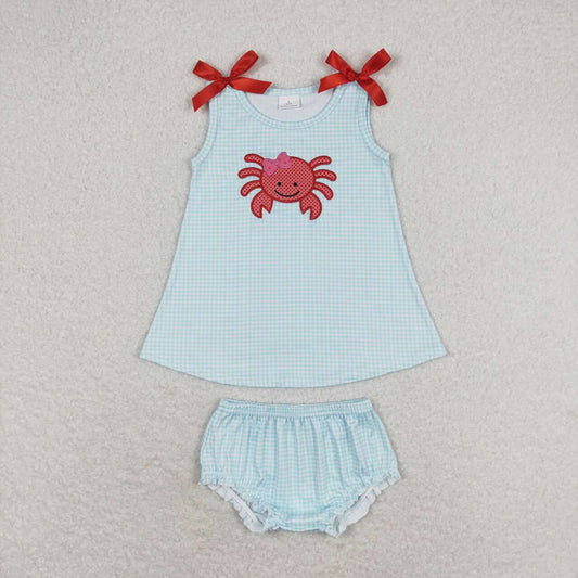 embroidered crab Girls bummie outfit
