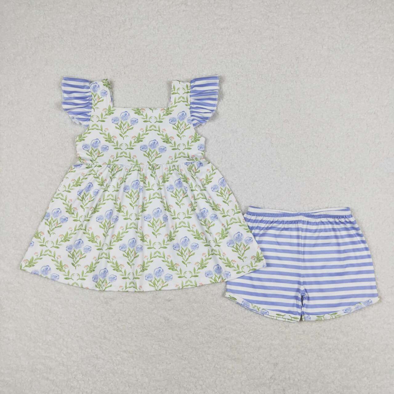 Green flower print Girls set