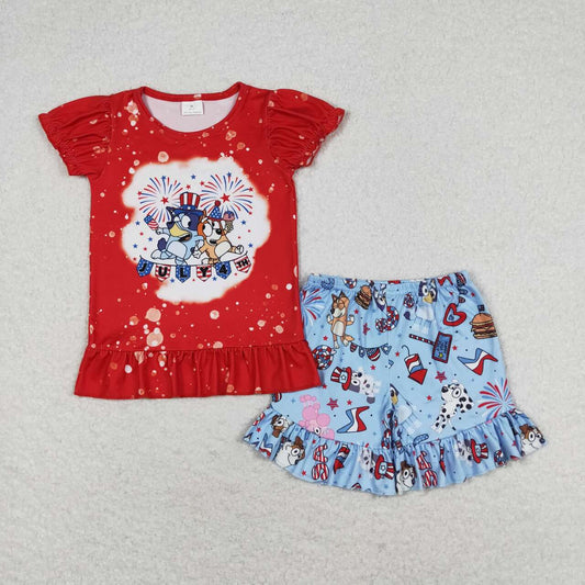 July of 4th Cartoon dog print Girls set