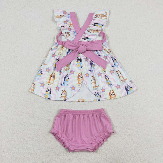 Pink Cartoon dog Girls bummie outfit