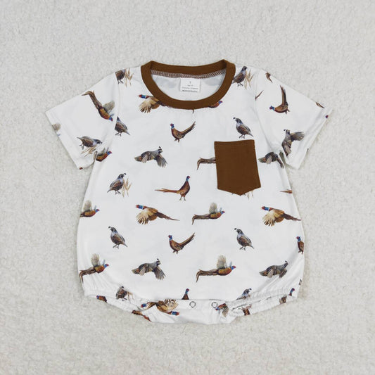 brown duck print Baby Romper