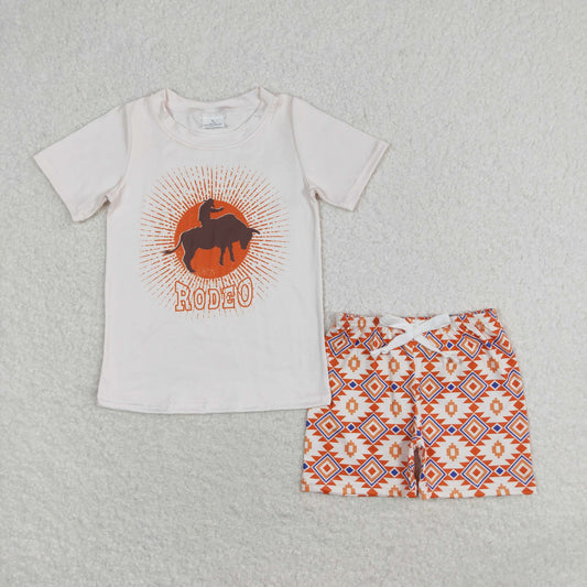 western cowboy print short sleeve set