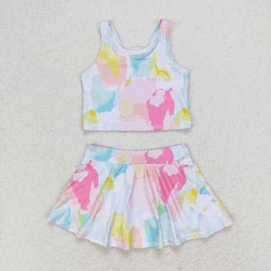 tie dye print sleeve Swimsuit