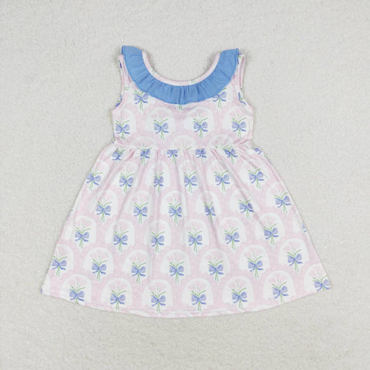 Pink floral sleeveless Girls Dress