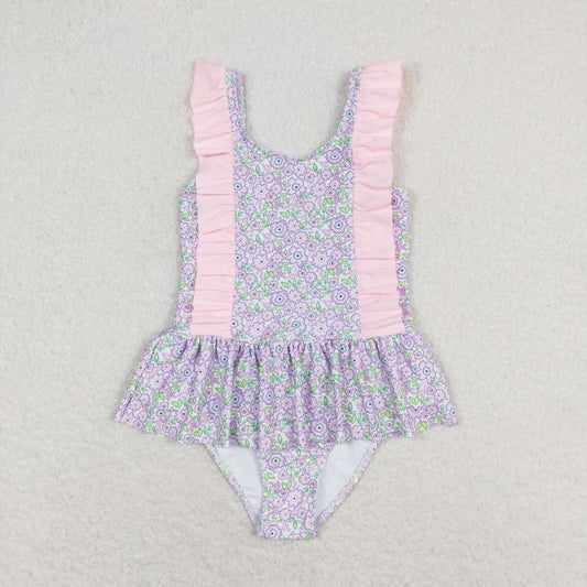 flower one piece print Swimsuit