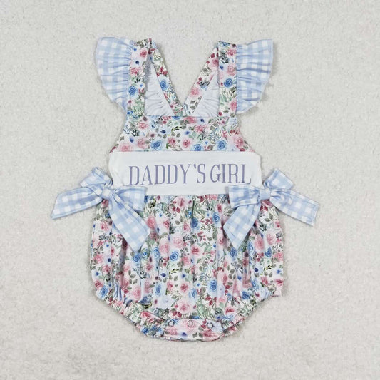 Daddy'S Girls flower Embroidery Romper