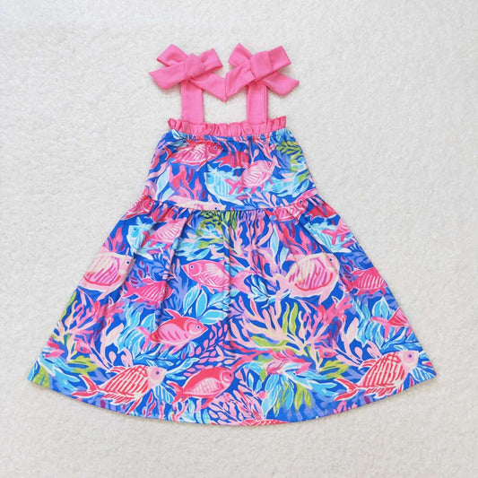 Hot Pink floral Fish Girls Dress