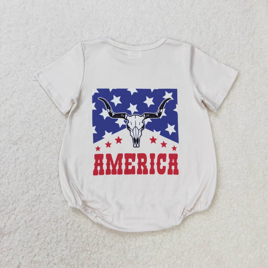 July of 4th cow print Baby Romper