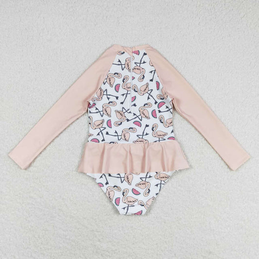 watermelon flamingo Print long sleeve Swimsuit