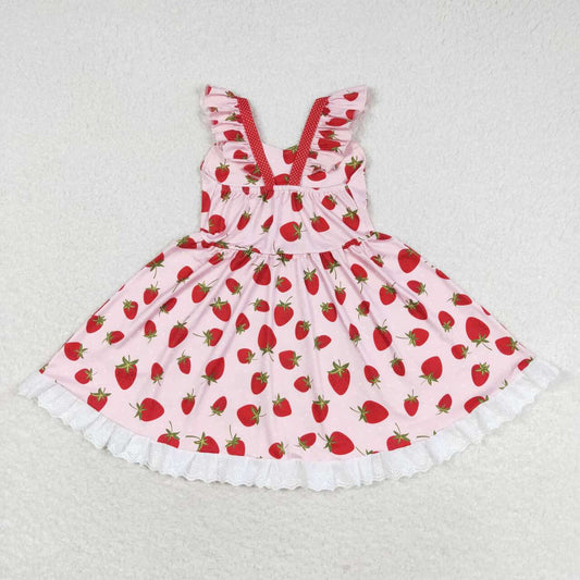 strawberry Print Girls Dress