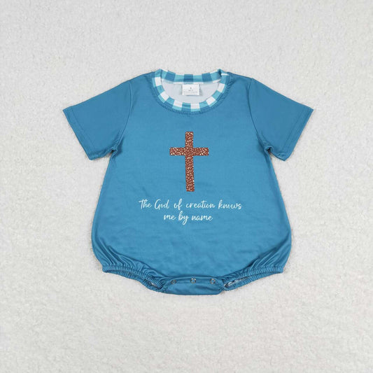 blue cross Print Baby Romper