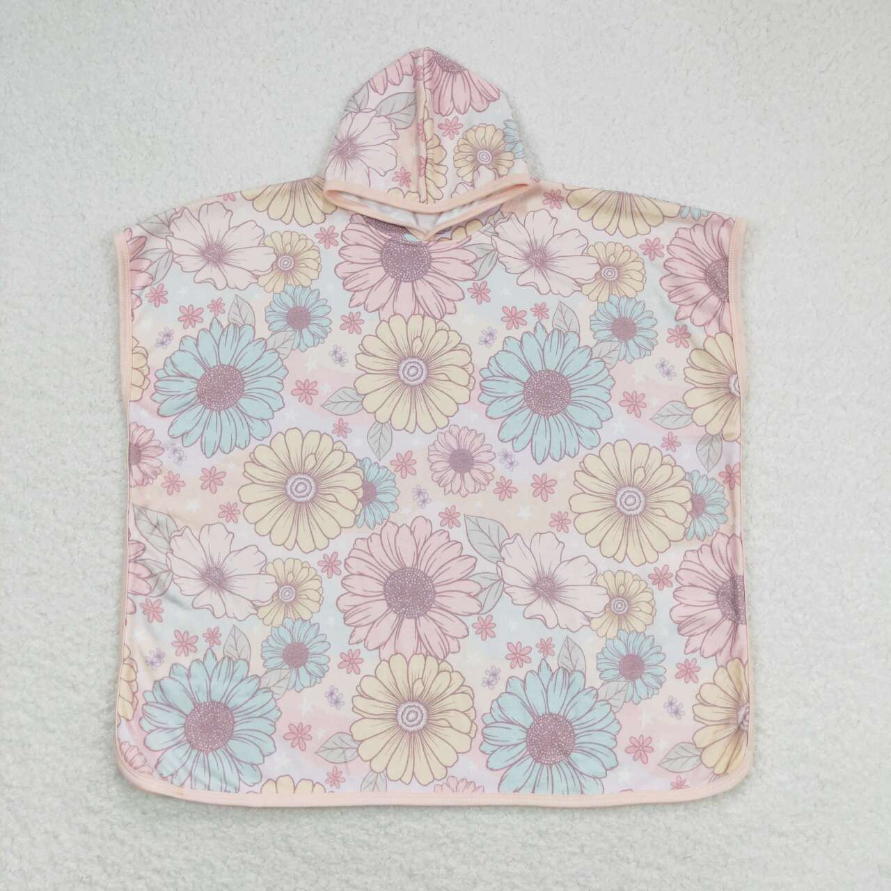 flower Print Hooded Towel for Kids Swimsuit Cover Up for Beach