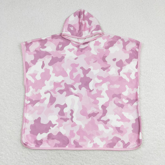 Pink camo Print Hooded Towel for Kids Swimsuit Cover Up for Beach