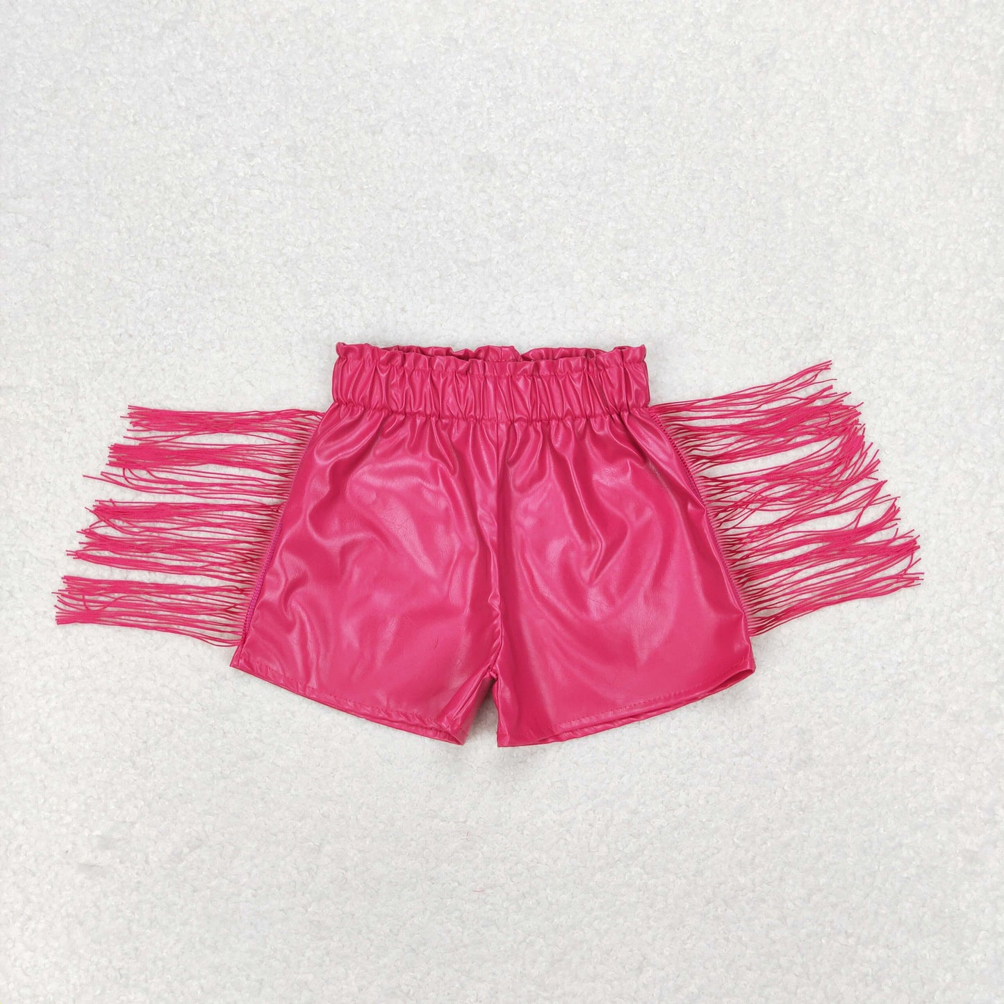 Hot Pink Tassel leather Girls Short