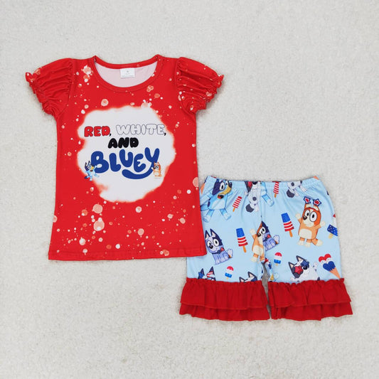 July of 4th Cartoon dog print Girls set