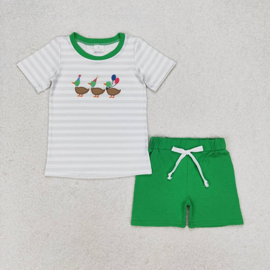 striped embroidered duck print Boy Set
