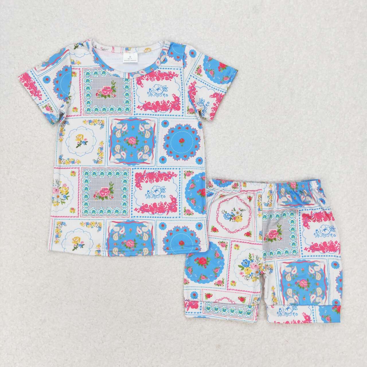 flower short sleeve Summer Girls Set