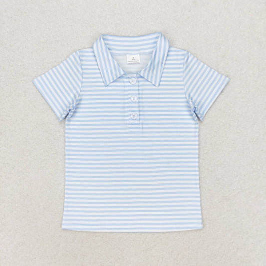 Blue Stripe With Button Boy Shirt